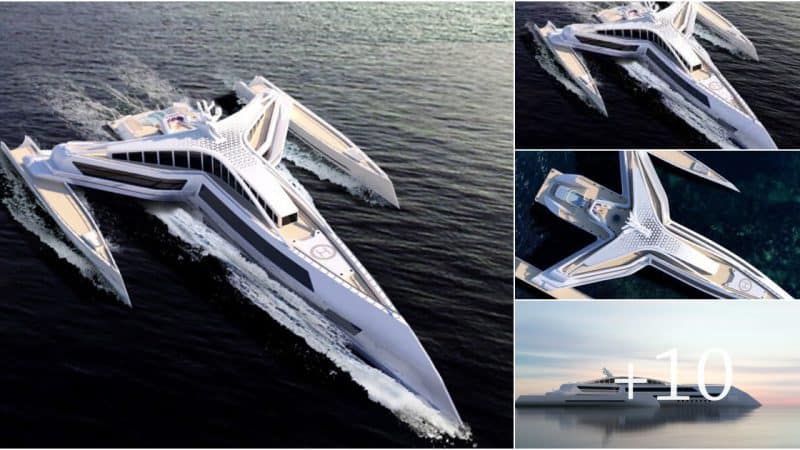 Seaplane-Like Superyacht ‘Estrella’ Divides Its Hull Wings into Three Masses