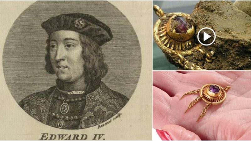 Metal detector uncovers delicate £15,000 gold hat pin from 1485, possibly belonging to King Edward IV.