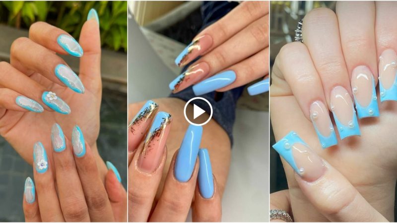 50+ Awesome Blue Nails Manicure Design Ideas.