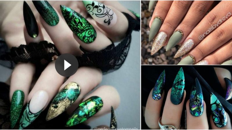 Hot Black And Green Nails.