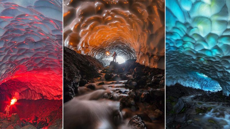 The Stunning Ice Cave of Kamchatka Remote Wilderness