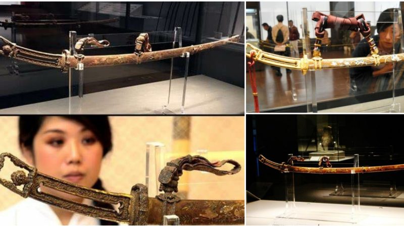 Exquisite Officer’s Dress Sword: Ornate Handle, Mother-of-Pearl Inlaid Scabbard, and a Glimpse into 12th Century AD Japan, Heian Period