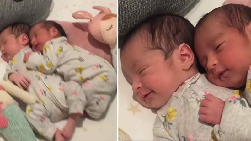 Enchanting Moments Newborn Twins Embrace, Exemplifying the Beauty of their Bond