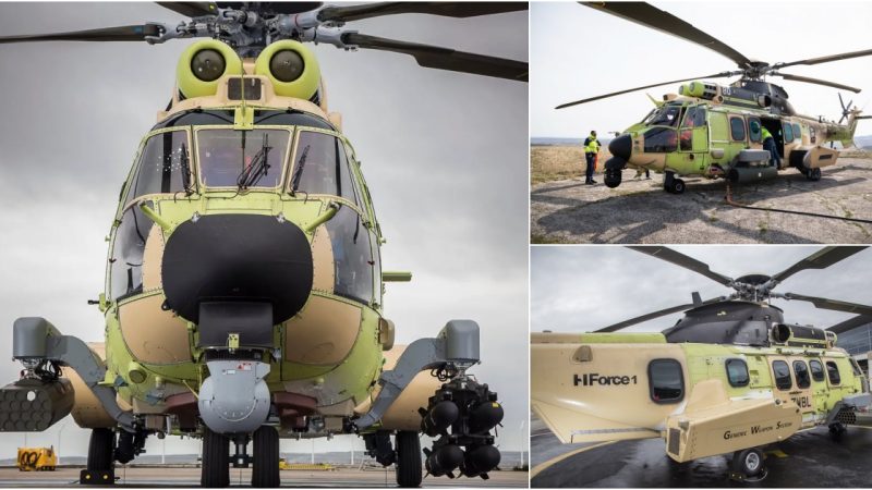 Airbus H225M Transport Helicopter Equipped with H-Force Special Weapon System