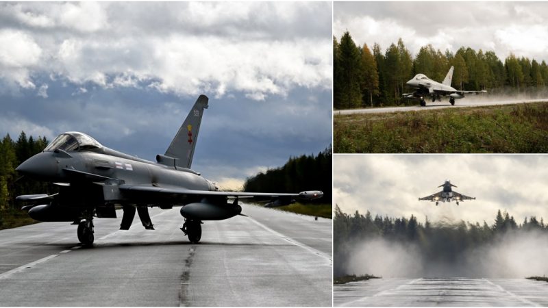 RAF Typhoon Fighter Jets Conduct Dramatic Exercise Landing on Finnish Roads Amidst Russian Invasion Scenario