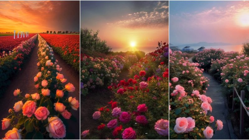 In the Enchanting Realm of Sunset Rose Gardens