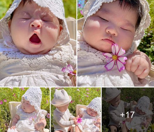 Capturing Moments of Innocence: A Photoshoot with a 4-Month-Old Baby with Charming Cheeks and Mesmerizing Eyes.