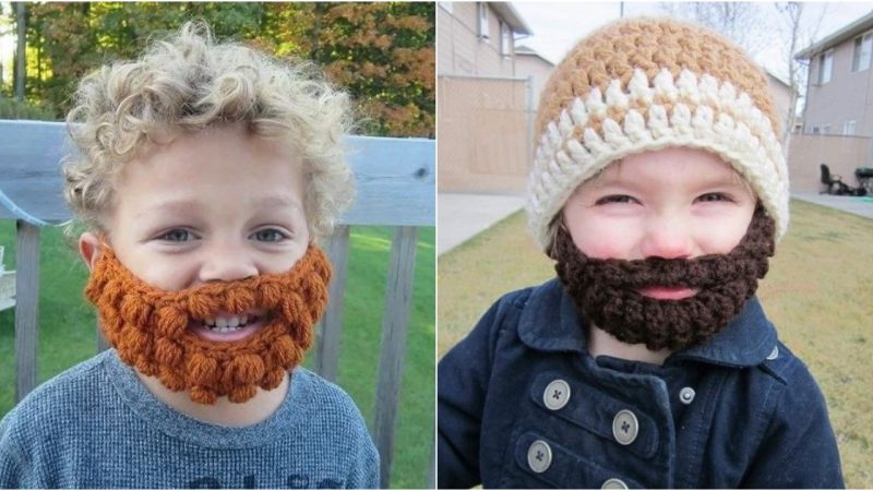 Whimsical Whiskers: Babies Bedecked in Beard Hats Become Instant Cuddle Magnets